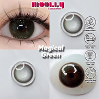 [ Có Cận ]  lOlivia Monrose - 1 Cặp Lens Mắt Magical Green Giãn Tròng ( Tặng khay gương full dụng cụ đeo )