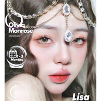 [ Có Cận ] Olivia Monrose - 1 Cặp Lens Mắt Kính Áp Tròng LISA Green Giãn Tròng ( Tặng khay full dụng cụ đeo )