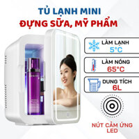 ( Có Đèn Led Và Gương )Tủ Lạnh Mini Đựng Mỹ Phẩm, Tủ Lạnh Trữ Sữa Cho Bé Làm Lạnh Nhanh Tiết Kiệm Điện Dung Tích