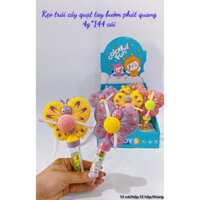 [ Có đèn Phát sáng ] Combo 12 cây Kẹo trái cây quạt tay bướm phát sáng 4g quà tặng trẻ em siêu kute