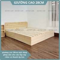 [ CÓ HƯỚNG DẪN LẮP] Giường gỗ thông cao 28 cm  từ 1m2x2m, 2mx2m ,giường pallet gỗ thông