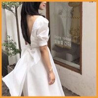 [ Có mút ngực ] Đầm dự tiệc trắng xòe nơ lưng Cindy Dress sang trọng