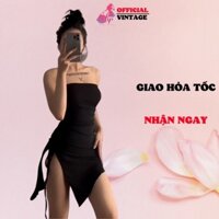 [ Có quà tặng cột tóc]      Đầm ống xẻ tà dây rút có mút nữ dáng ngắn body, váy  dự tiệc hàn quốc VD835    -mt14