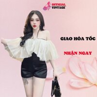 [ Có Quà tặng thun cột tóc]                                 Áo bẹt vai kiểu yếm cánh tiên, áo kiểu yếm sang chảnh VD852