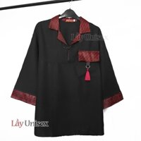 ( CÓ SẴN ) Áo shanghai bigsize cổ vest phối gấm form rộng tay lỡ - Áo cosplay cổ trang, cổ điển