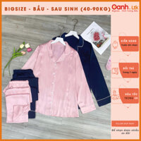 ( Có sẵn bigsize 45-90kg) Bộ py lụa bầu & sau sinh có khóa kéo cho bé ti chất mềm mại mát in chữ cổ xanh