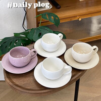 ( có sẵn) Bộ Ly Chén Tách uống trà cà phê kèm đĩa lót gốm sứ cao cấp nhiều màu dung tích 280 ml