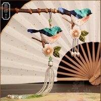 ( có sẵn) DIY tự bạn thêu tay ghim cài áo chim sơn ca- KIT nguyên liệu handmade pin cài áo dễ thương- bách hóa na na
