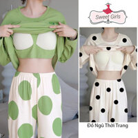 ( Có Sẵn-Giao ngay) Plus Kích Thước Đệm Bộ Đồ Ngủ Cho Nữ Xuân Thu Mỏng Tay Dài Dễ Thương Mặc Ngoài Quần Áo Gia Đình