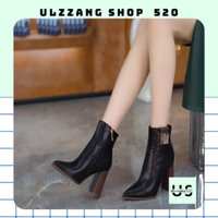 ( Có sẵn ) Giầy boot da thấp đế cao 2 màu đen kem mềm mại êm chân kiểu dáng trẻ trung phong cách Hàn Quốc Ulzzangshop520