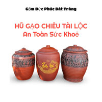 [ Có Sẵn ]Hũ gạo - Chĩnh đựng gạo Tài Lộc - Chum gốm đựng gạo cao cấp Bát Tràng -Thùng đựng gạo men mộc chống ẩm
