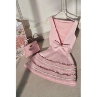 𝘽𝒍𝙪𝒆𝙗𝒆𝙧𝒓𝙮 [Có Sẵn] Đầm váy nữ sát nách đính nơ sau hở lưng , Đầm ba lỗ hở lưng dự tiệc thiết kế xinh xỉu hot 2025