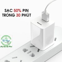 💥  Cốc sạc nhanh Baseus QC 3.0, Củ công suất max 24W (Trắng) - Nhanh gấp 4 lần cho Iphone Ipad, Samsung... - BH 1 đổi 1