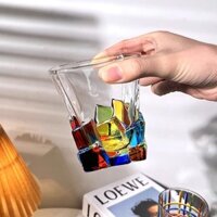 ❈ ❈ Cốc thủy tinh Cốc rượu vang Sơn màu cao Giá trị vẽ tay Niche Bộ đồ thủy tinh màu Whisky 250325