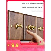 [ 𝐇𝐎𝐓 𝐃𝐄𝐀𝐋]Còi báo động màu đen óc chó Mỹ bảng điều khiển công tắc ổ cắm bằng đồng đòn bẩy gỗ công tắc retro ổ cắ