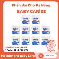 ( Combo 10 Gói - 5 KG ) Khăn Vải Khô Đa Năng BABY Cariss - 500 Tờ x 19 Cm