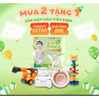 [ COMBO 2 BỊCH TẶNG KHĂN ƯỚT] Tã Bỉm Dán Kitin Natural siêu mỏng mịn, Trà xanh chống hăm, kháng khuẩn, thương hiệu Việt