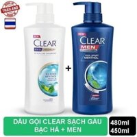 . . [COMBO 2] dầu gội clear men 450ML và clear bạc hà 480 ML mẫu mới 2020 . .