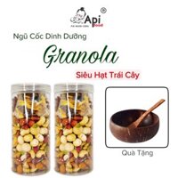[ COMBO 2 TẶNG 1 BỘ CHÉN GÁO DỪA ] Ngũ Cốc Granola KHÔNG YẾN MẠCH - CÓ MACCA - NHO & XOÀI (Macca, Hạnh Nhân, Óc Chó Vàng, Óc Chó Đỏ, Hạt Điều rang muối, Hạt Bí, Nho Khô, Xoài Sấy)