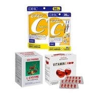 [ COMBO 3 MÓN ] Viên Uống Đẹp Da, Trắng Da L-Cystine, Vitamin C, Vitamin E - Chống Oxy Hoá, Sáng Đều Màu Da, Mờ T