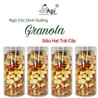 [ COMBO 4 HỘP ] Ngũ Cốc Granola KHÔNG YẾN MẠCH - CÓ MACCA - NHO & XOÀI (Macca, Hạnh Nhân, Óc Chó Vàng, Óc Chó Đỏ, Hạt Điều rang muối, Hạt Bí, Nho Khô, Xoài Sấy)