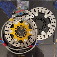 [ COMBO 5 MÓN SIRIUS110, EX2010 ]_Heo BREMB0 2pis CNC xám titan, Đĩa BREMBO H2C,dây dầu Morin, Tặng kèm pát và ốc salaya