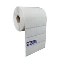 [ COMBO 50 CUỘN ] Tem 50x30x2 hàng Decal in tem nhãn mã vạch Cuộn 50 Mét 50*30 mm 2 tem/hàng giấy in tem phụ tem trà sữa