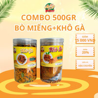 [ Combo 500Gr Bò Gà ] Khô Bò Miếng Mềm 250gr + Khô Gà Lá Chanh 250gr
