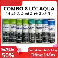 { Combo 8 } Lõi lọc nước AQUA 123.(TẶNG TAY THÁO LẮP) Bao gồm 4 lõi số 1, 2 lõi số 2 và 2 lõi số 3.