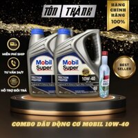 [ Combo bảo dưỡng ] 2 Bình Nhớt Mobil Super 10W-40 API SP (4 Lít) + Súc động cơ Castrol