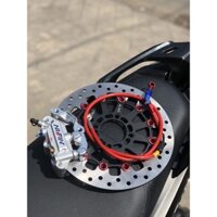 [ COMBO Ex150/155 ] Heo Nisin 4pis Bạc ( Lỗ Trụ 6-8 ) + Đĩa King Drag Đen + Dây dầu Hel + Pát CNC___ Đi size đĩa 267mm