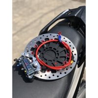 [ COMBO Ex150/155 ] Heo Nisin 4pis Xám ( Lỗ Trụ 6-8 ) + Đĩa King Drag Đen + Dây dầu Hel + Pát CNC___ Đi size đĩa 267mm