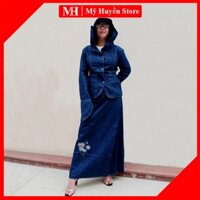 [ Combo GIÁ SỐC ] SET Đồ chống nắng Jean loại Cao cấp - Gồm Áo khoác & Váy chống nắng thêu Hoa Bồ Công Anh