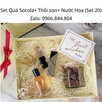 [ COMBO QUÀ TẶNG SET20 ] Set Quà Tặng Cho Bạn Gái Cực Ngọt Ngào Gồm Socola + Son Thỏi + Nước Hoa - Quà Tặng Trang Trần