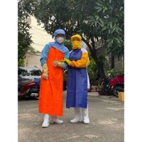 🍒( Combo ) Quần Áo Thủy Sản Kaki Xanh Phối Trắng, Găng Tay Vàng, Nón Trùm Vai, Ủng Nhựa Xanh🍒