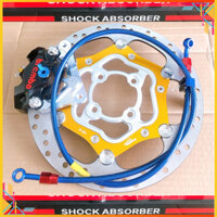 [ Combo TẶNG 2 ỐC SALAYA ] Lăp trước Wave100/ZX/FutureNeo Heo 2pis Bremb@ + Đĩa Oversize + Dây dầu Morin + Pát CNC