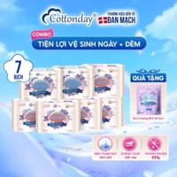 [ Combo Tiện Lợi ] 5 bịch băng vệ sinh ban ngày và 2 bịch ban đêm Cottonday kháng khuẩn thoáng khí siêu mỏng thấm hút