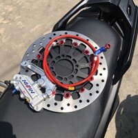 [ COMBO Wave110/RSX/FuLed ] Heo Nisin 4pis Bạc (Lỗ Trụ 6-8) +Đĩa King Drag Đen +Dây dầu Hel +Pát CNC__ Đi size đĩa 267mm