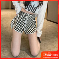 ✨ Còn hàng ✨ Quần short in họa tiết kẻ caro mùa hè tối giản cho phụ nữ, quần hot beach, quần short caro co giãn đa năng