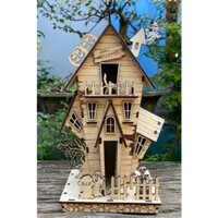 [ Đã lắp ]Mô Hình Gỗ Nhà Ma Halloween - Bộ Lắp Ghép 3D DIY - Trang Trí Halloween 3D, Ngôi Nhà Zombie