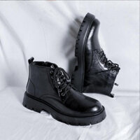 ( Da Thật )Giày Boot Nam - Boots Combat Khóa Kéo Da Bóng Đế Chunky GN439 Siêu Thị Mua Sắm Sale