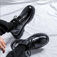 ( Da Thật )Giày Boot Nam - Boots Combat khóa dây kéo Da Bóng Đế Chunky GN439