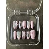🎀🐰 [daebaki nailbox] móng tay giả hồng baby dễ thương, nailbox thủ công làm theo yêu cầu