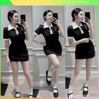 ✨ Đầm Body Nữ Cổ Bẻ Cúc Ngực Phối Viền – Thanh Lịch, Sang Trọng, Tôn Dáng Hoàn Hảo ✨