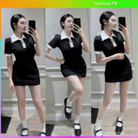 ✨ Đầm Body Nữ Cổ Bẻ Cúc Ngực Phối Viền – Thanh Lịch, Sang Trọng, Tôn Dáng Hoàn Hảo ✨