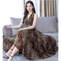 👗 ĐẦM CÁCH ĐIỆU HỌA TIẾT DA BEO CỔ ĐẮP CHÉO MSP _D270