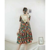 🎀🎀 Đầm  hoa đuôi cá cổ bèo Hàng nhập xịn xò ạ, form dáng thoải thích💋💋
