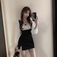 🐙 Đầm ôm body tay dài phối ren chất thun lên form tôn dáng (BB6)