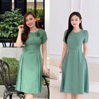 🍒 Đầm xòe cổ tròn tay ngắn đính hoa Emvy nhiều màu