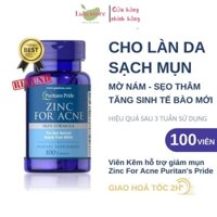 [ Date 04/2026 ] Viên uống Kẽm ngừa mụn Zinc for Acne Puritan’s Pride hũ 100 viên